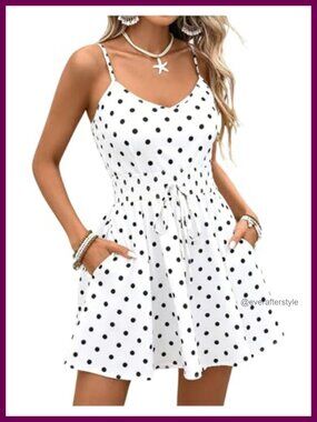 Boho Summer Romper Spaghetti Strap Backless Jumpsuit with Pockets